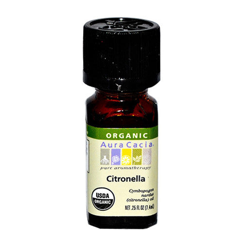 Aura Cacia Aromatherapy 100% Organic Essential Oil, Citronella, 0.25Oz